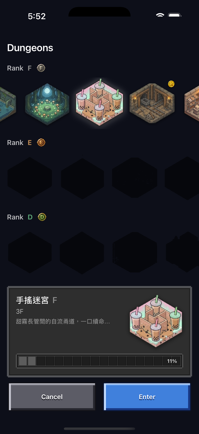Dungeon selection